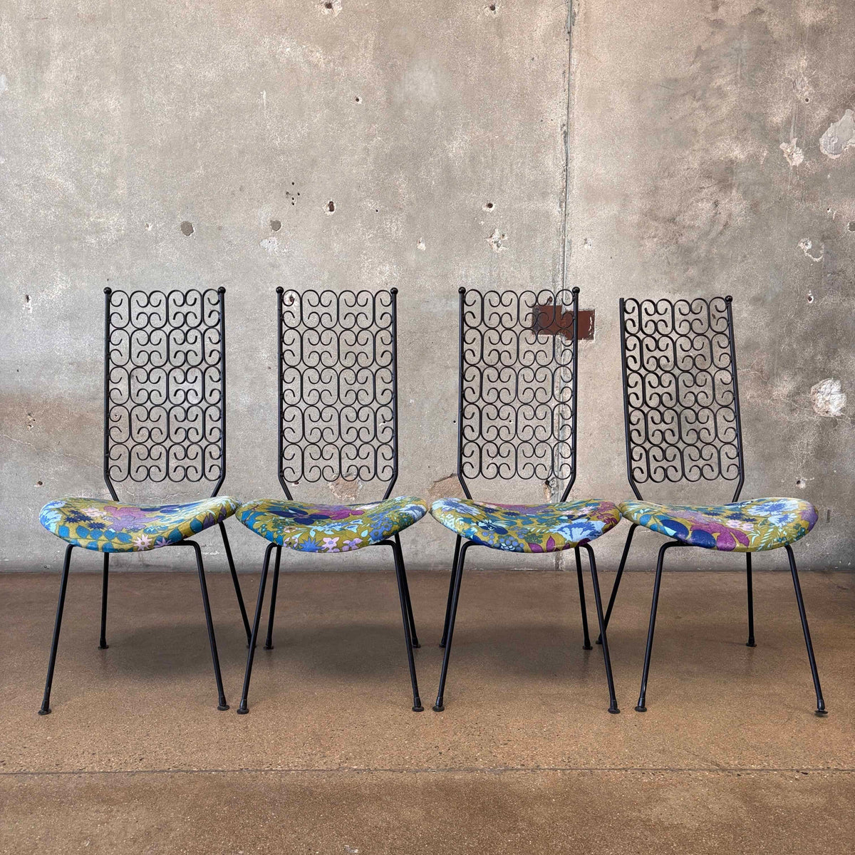 Arthur Umanoff Wrought Iron Table & 4 Chairs