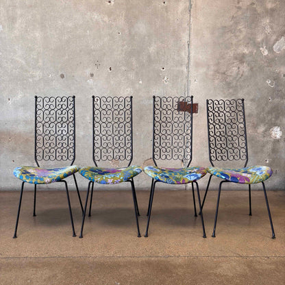 Arthur Umanoff Wrought Iron Table & 4 Chairs