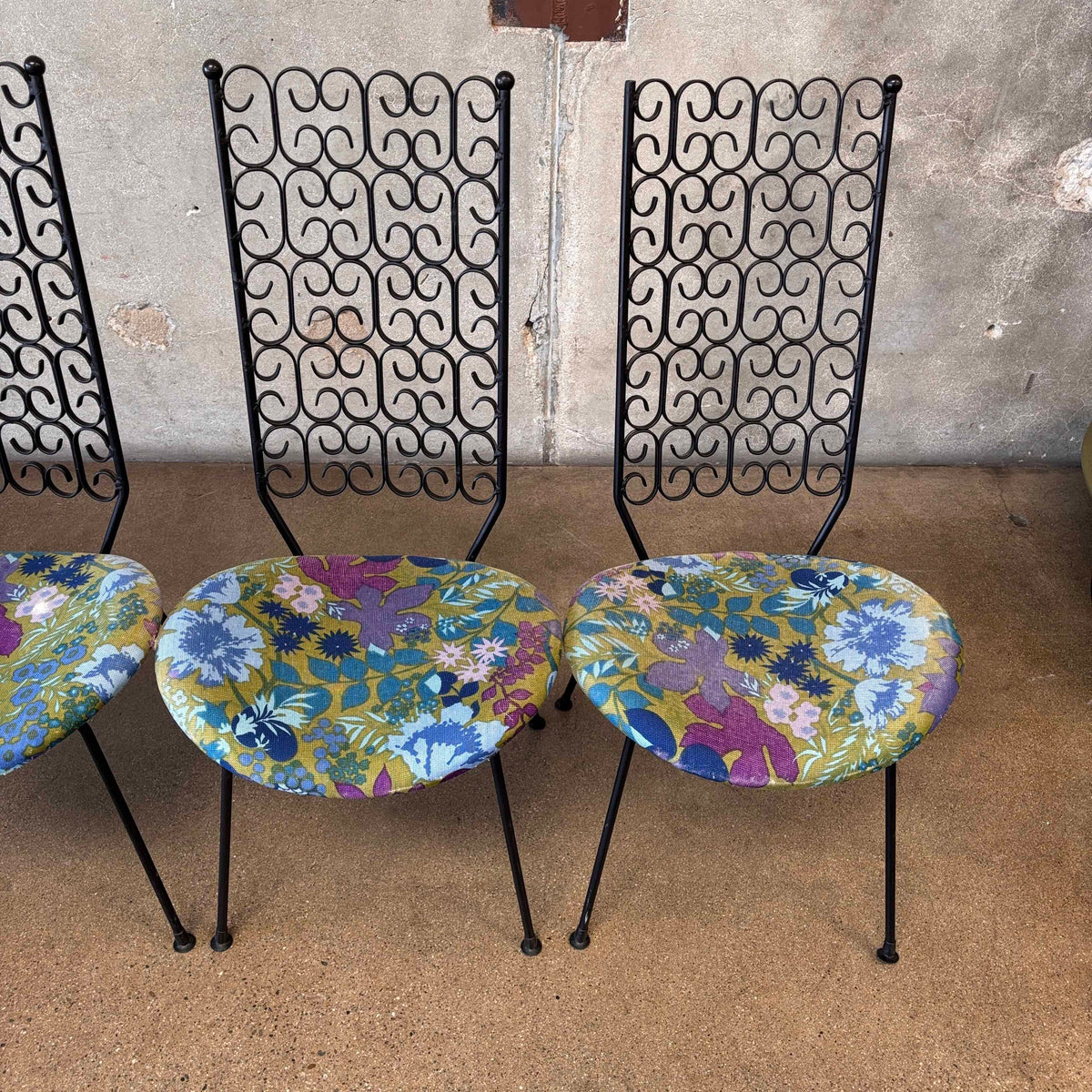 Arthur Umanoff Wrought Iron Table & 4 Chairs