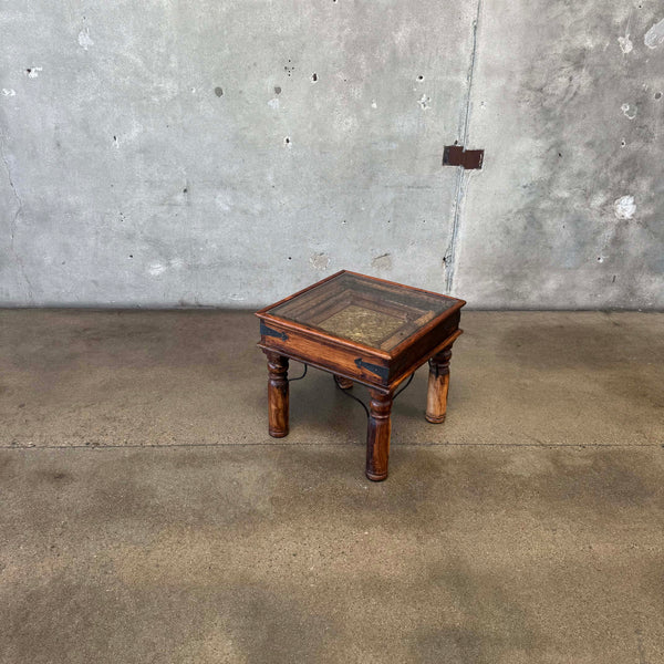 Moroccan Side Table Glass Top