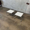 Pair Marcel Breuer White Side Tables