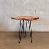 Mid Century Olive Wood Hairpin Leg Table