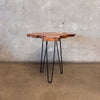 Mid Century Olive Wood Hairpin Leg Table
