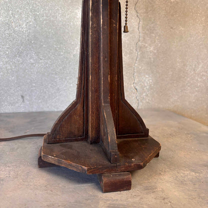 Art Deco Arts & Crafts Wood Lamp