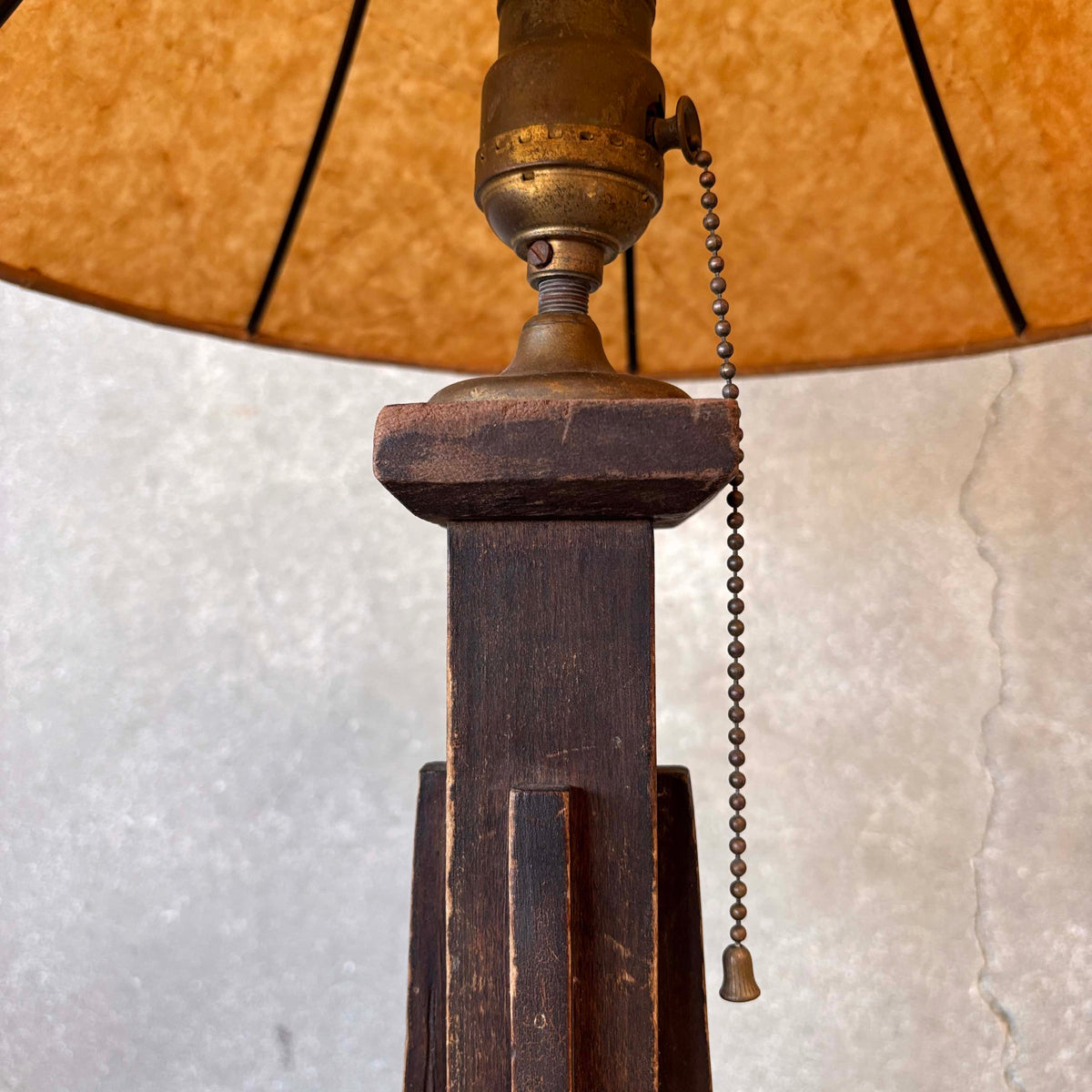 Art Deco Arts & Crafts Wood Lamp
