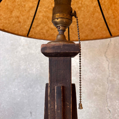 Art Deco Arts & Crafts Wood Lamp