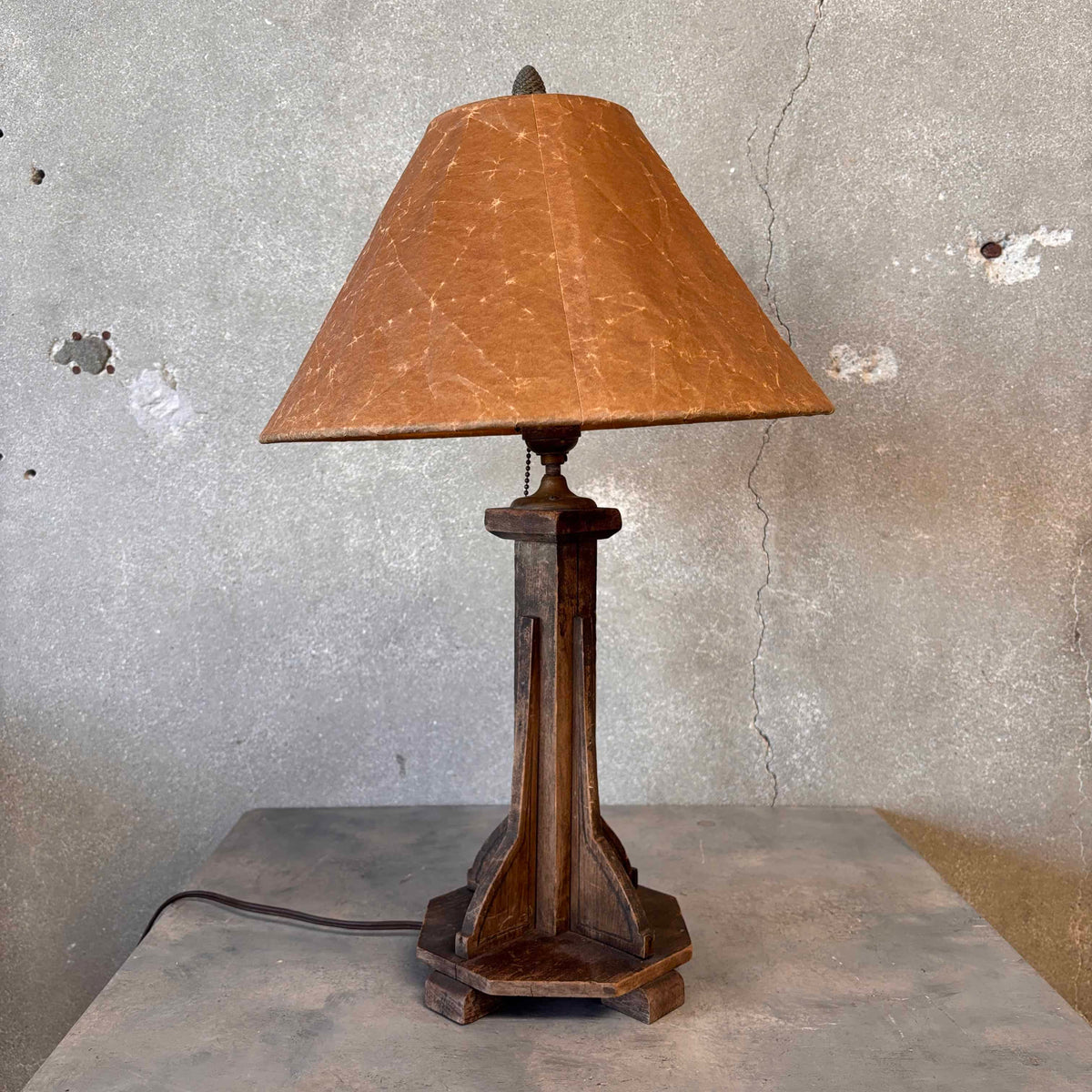 Art Deco Arts & Crafts Wood Lamp