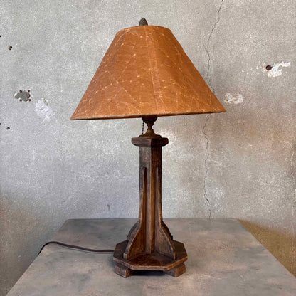 Art Deco Arts & Crafts Wood Lamp
