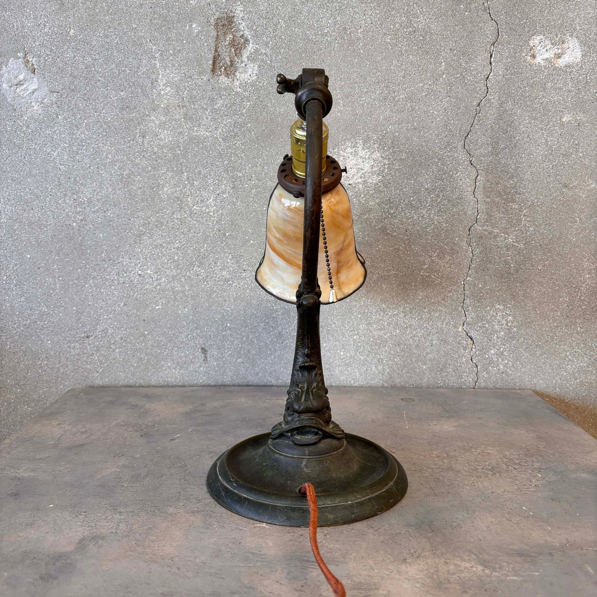 Brass Dolphin Antique Lamp w/ Adjustable Head