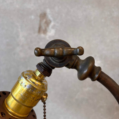 Brass Dolphin Antique Lamp w/ Adjustable Head