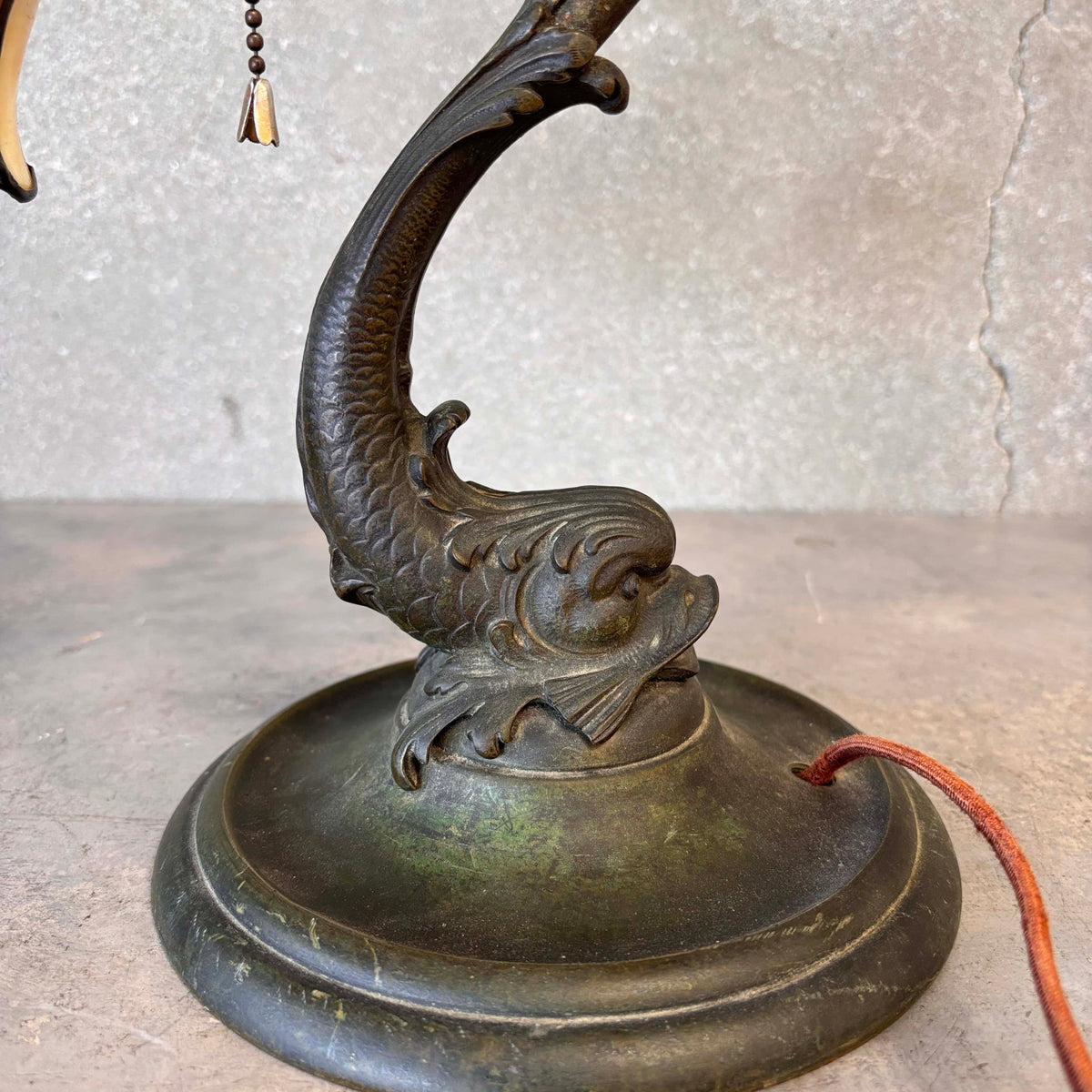 Brass Dolphin Antique Lamp w/ Adjustable Head