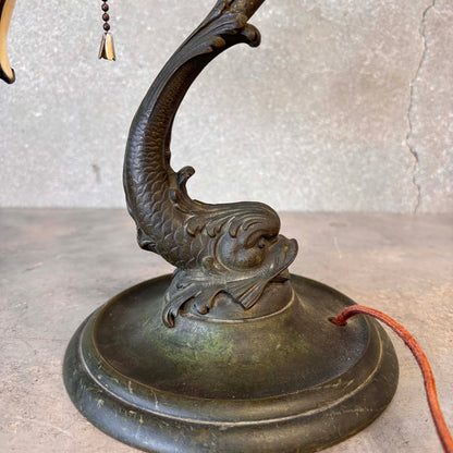 Brass Dolphin Antique Lamp w/ Adjustable Head