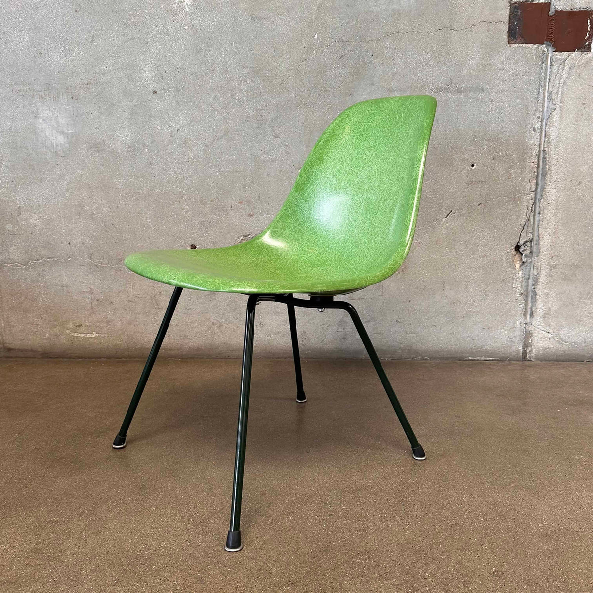 Modernica Shell Chair - Forrest Green LCW X-Base on Green Apple Fiber Base