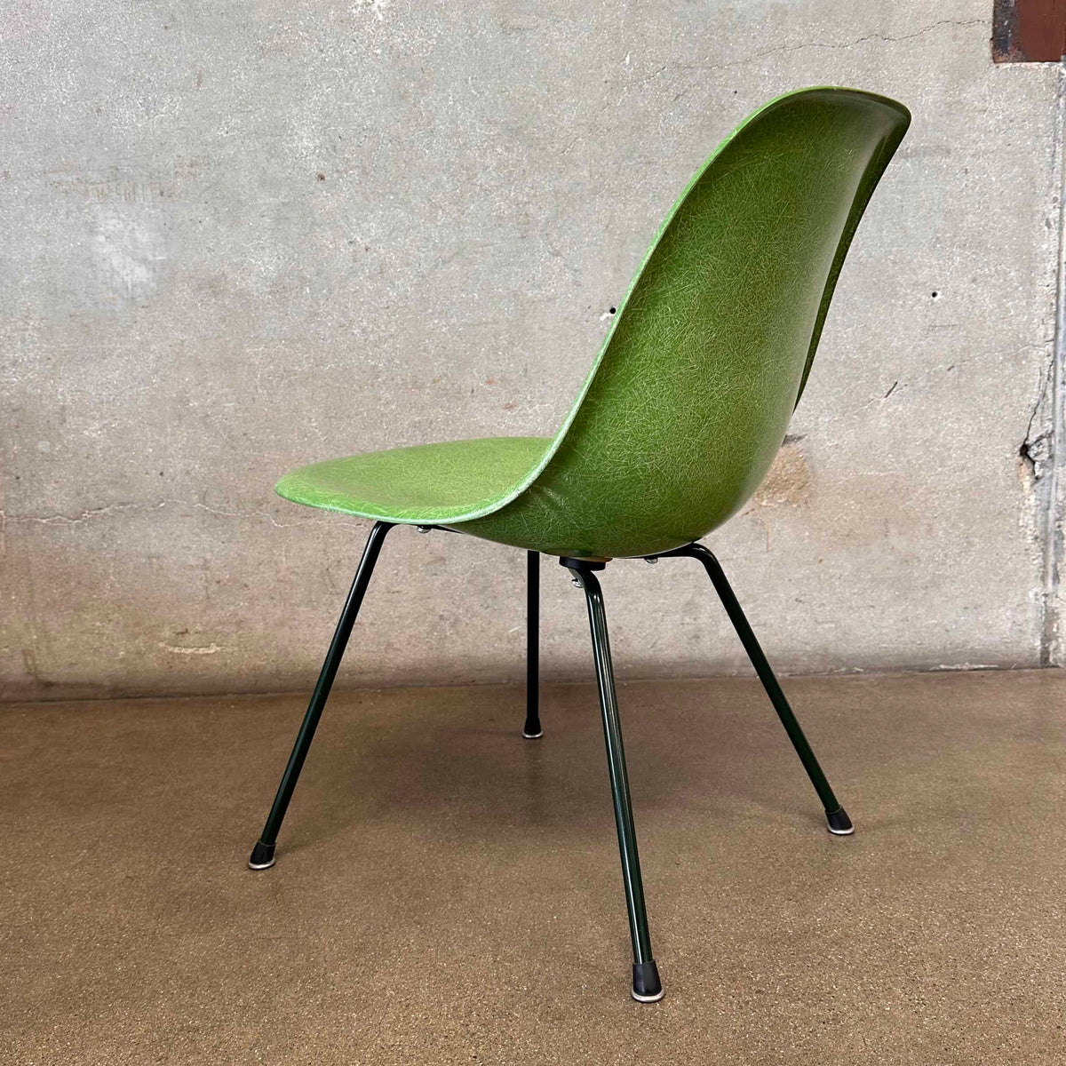 Modernica Shell Chair - Forrest Green LCW X-Base on Green Apple Fiber Base