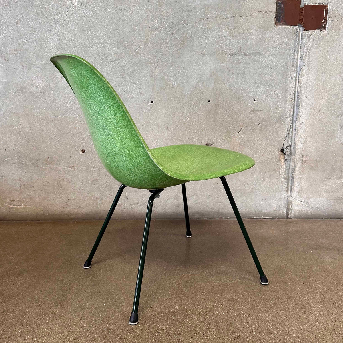 Modernica Shell Chair - Forrest Green LCW X-Base on Green Apple Fiber Base