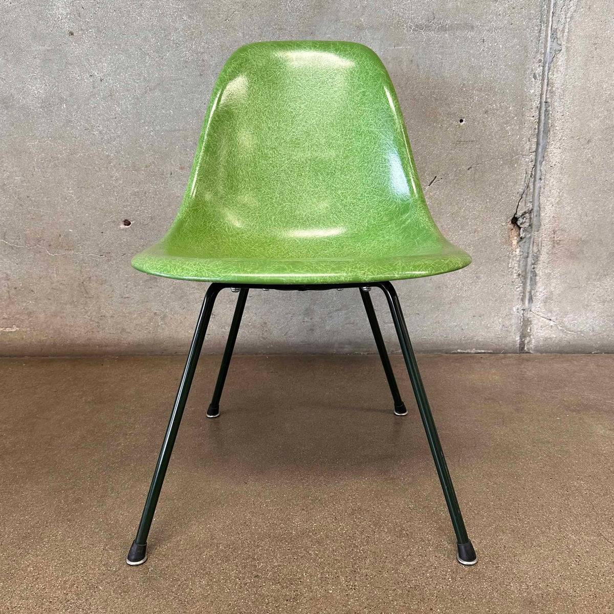 Modernica Shell Chair - Forrest Green LCW X-Base on Green Apple Fiber Base