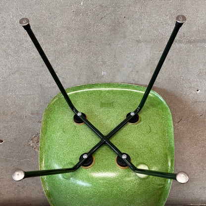 Modernica Shell Chair - Forrest Green LCW X-Base on Green Apple Fiber Base