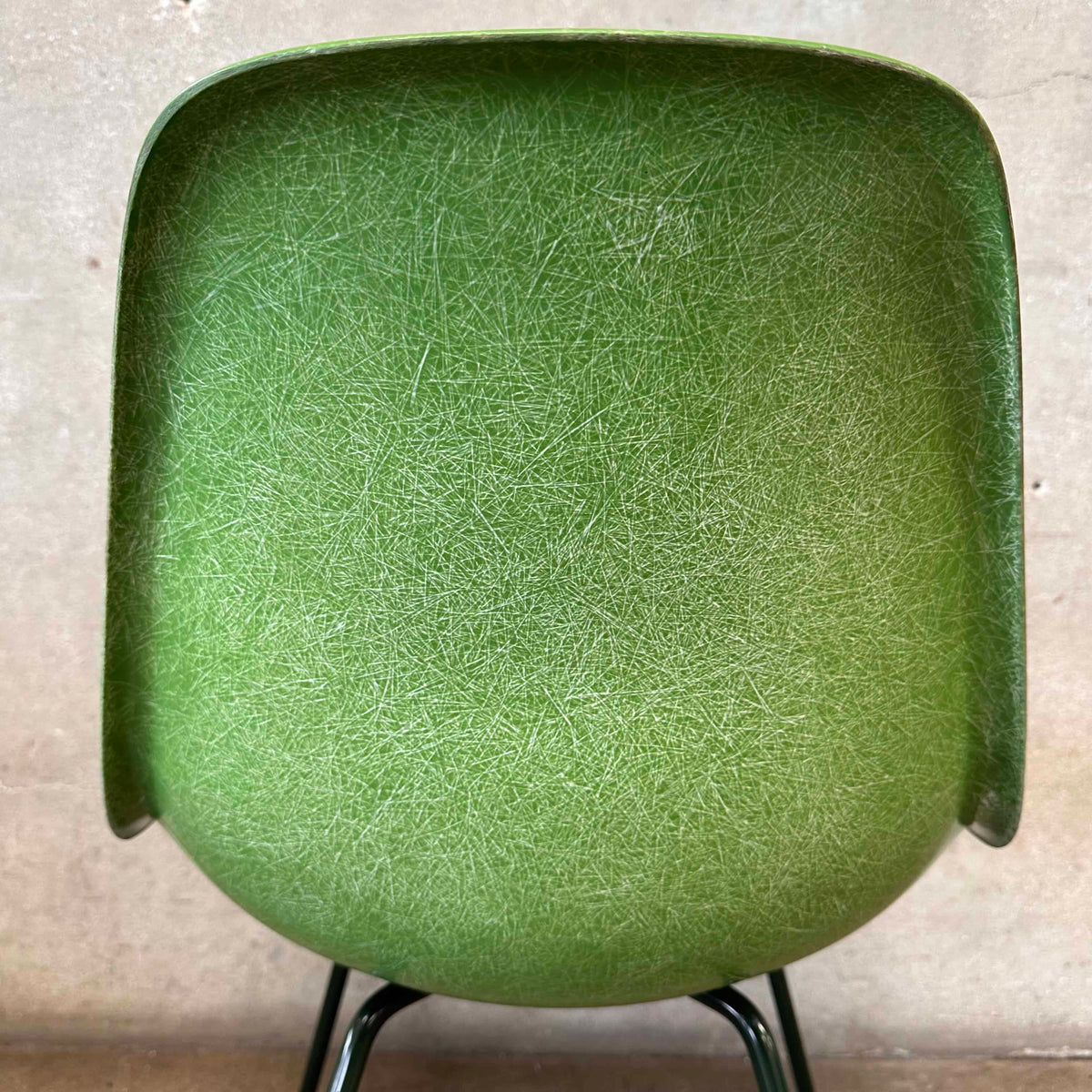 Modernica Shell Chair - Forrest Green LCW X-Base on Green Apple Fiber Base