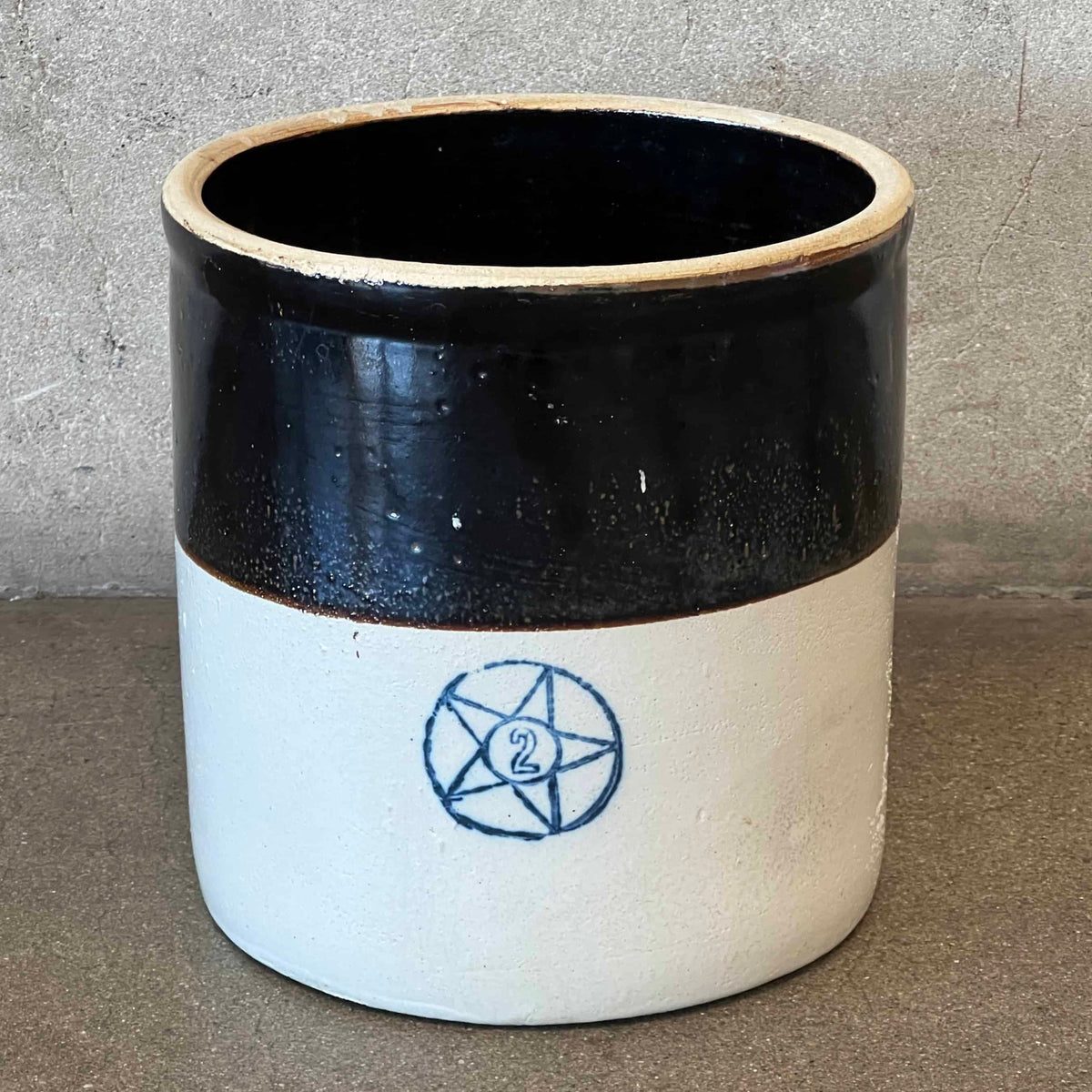Vintage Star Stoneware #2 Two Gallon Glazed Crock (Circa 1900-1945)