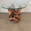 Mid Century Burl Wood & Glass Side Table
