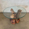 Mid Century Burl Wood & Glass Side Table