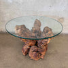 Mid Century Burl Wood & Glass Side Table