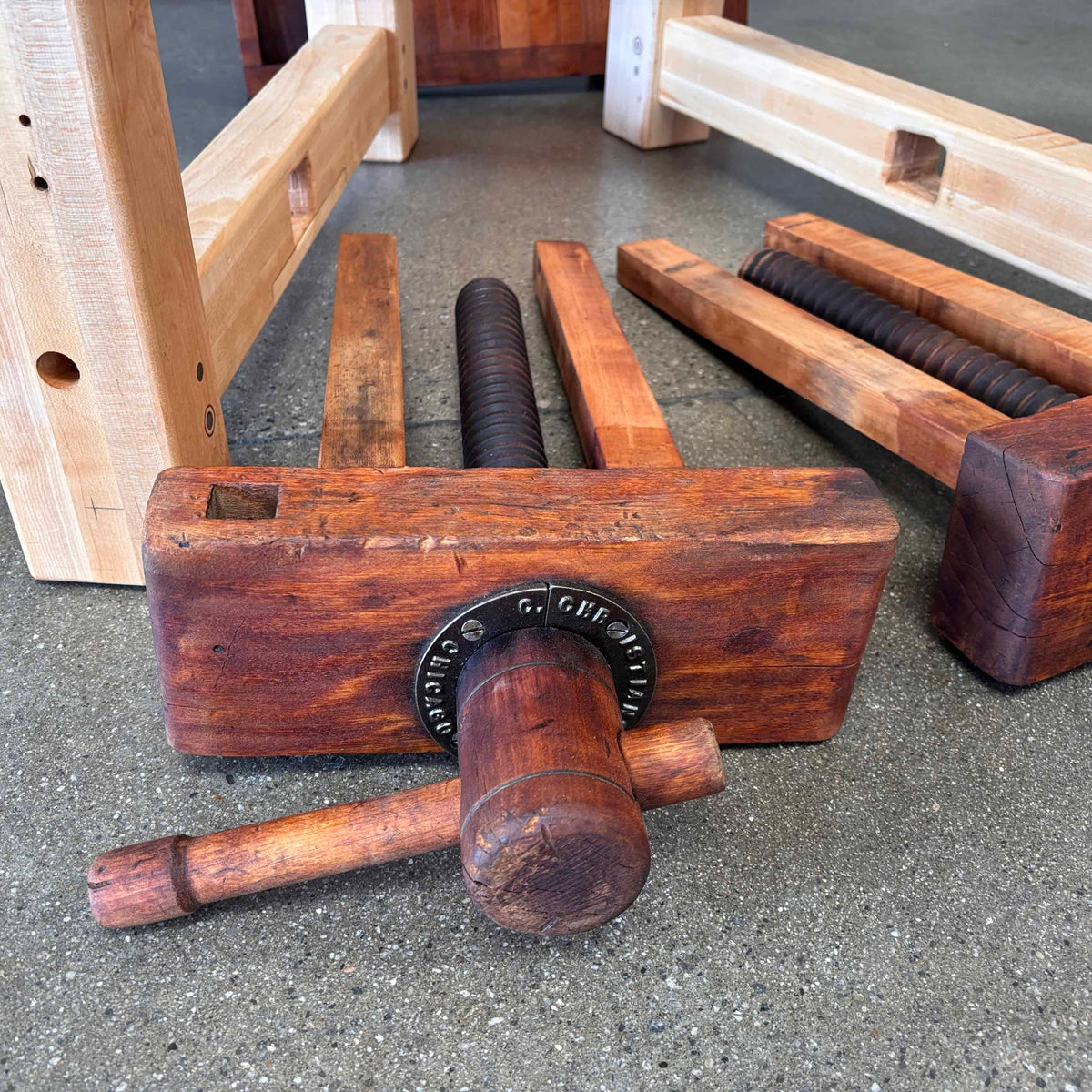 Early 20th Century Christienson Mahogany Work Bench