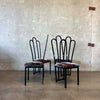 4 Vintage Post Modern Black/Floral Print Dining Chairs