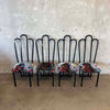 4 Vintage Post Modern Black/Floral Print Dining Chairs