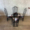 4 Vintage Post Modern Black/Floral Print Dining Chairs