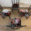 4 Vintage Post Modern Black/Floral Print Dining Chairs