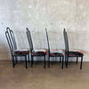 4 Vintage Post Modern Black/Floral Print Dining Chairs