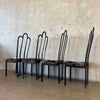 4 Vintage Post Modern Black/Floral Print Dining Chairs