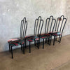 4 Vintage Post Modern Black/Floral Print Dining Chairs