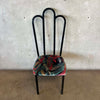4 Vintage Post Modern Black/Floral Print Dining Chairs