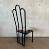 4 Vintage Post Modern Black/Floral Print Dining Chairs