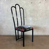 4 Vintage Post Modern Black/Floral Print Dining Chairs