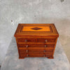 Vintage Inlaid Wood Five-Drawer Jewelry Chest