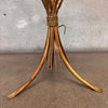Vintage Italian Hollywood Regency Tole Gilded Iron Base Table w/ Glass Top