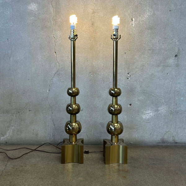 Pair of 1960s Tommi Parzing Brass Lamps by Stiffel