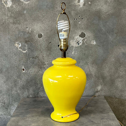 Vintage Ceramic Ginsen Jar Style Yellow Table Lamp