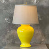 Vintage Ceramic Ginsen Jar Style Yellow Table Lamp