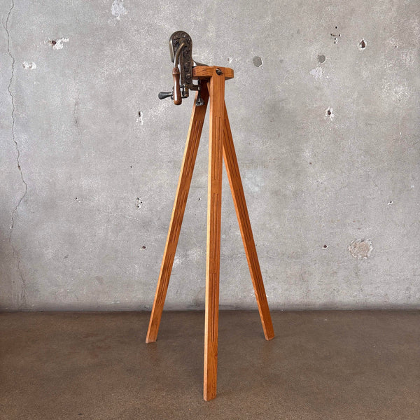 Antique Oak & Brass Wine Opener Tripod