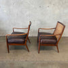 Pair of All Original MCM Lawrence Peabody Camel Back & Leather Lounge Chairs