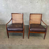 Pair of All Original MCM Lawrence Peabody Camel Back & Leather Lounge Chairs
