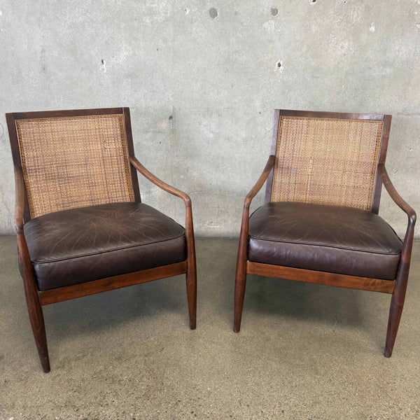 Pair of All Original MCM Lawrence Peabody Camel Back & Leather Lounge Chairs