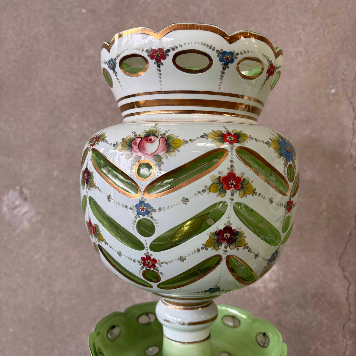 Pair of Green Czeck Glass Lamps