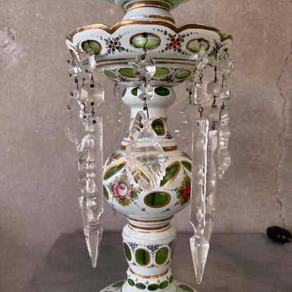 Pair of Green Czeck Glass Lamps