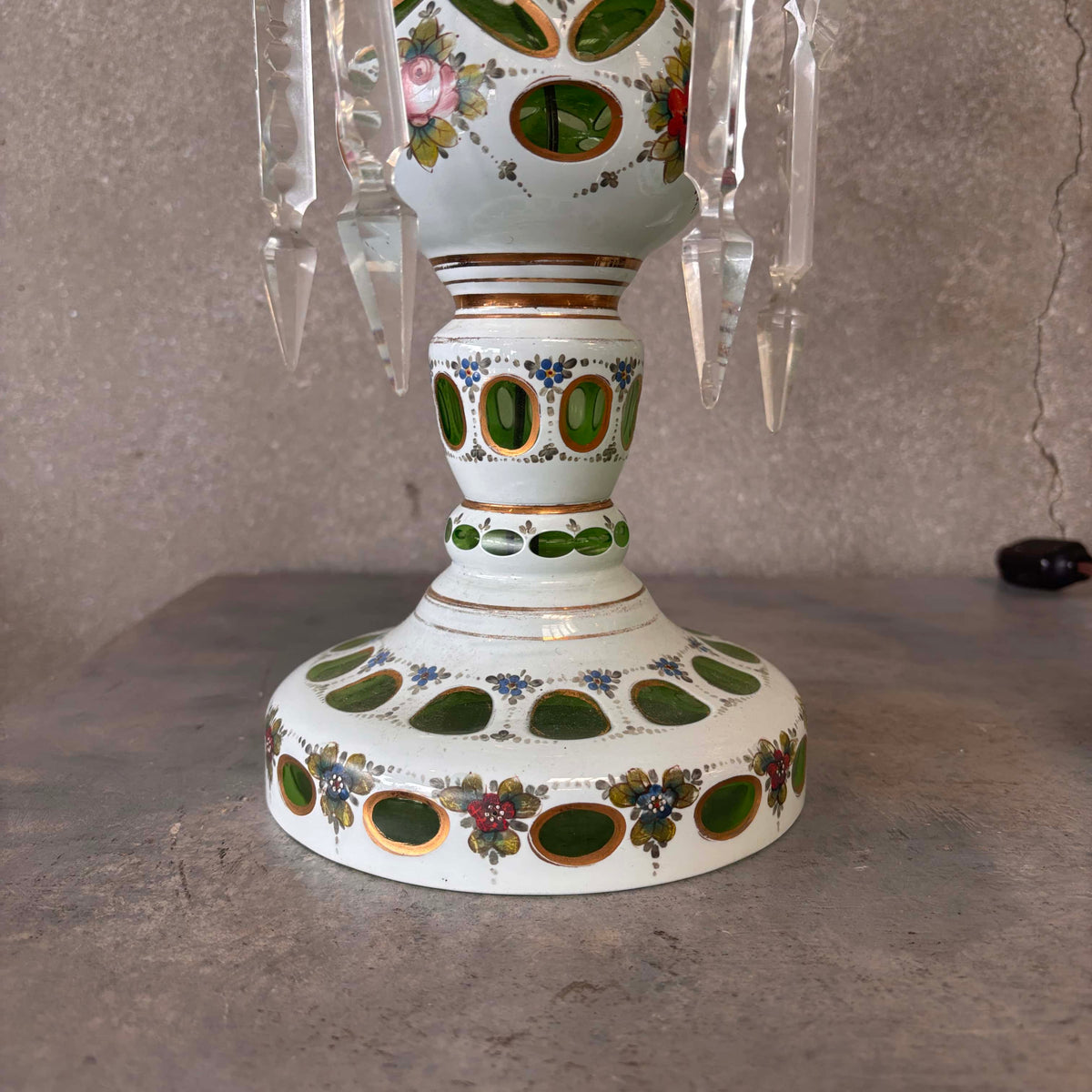 Pair of Green Czeck Glass Lamps
