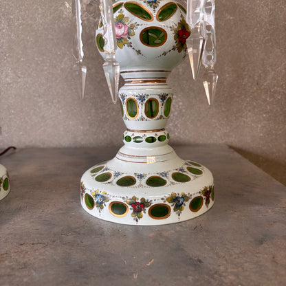 Pair of Green Czeck Glass Lamps
